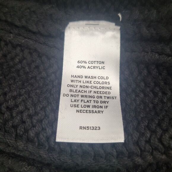Halogen Sweater Cable Cotton Blend Cropped Crewneck Womens size XL Black NEW $89 - Picture 5 of 7